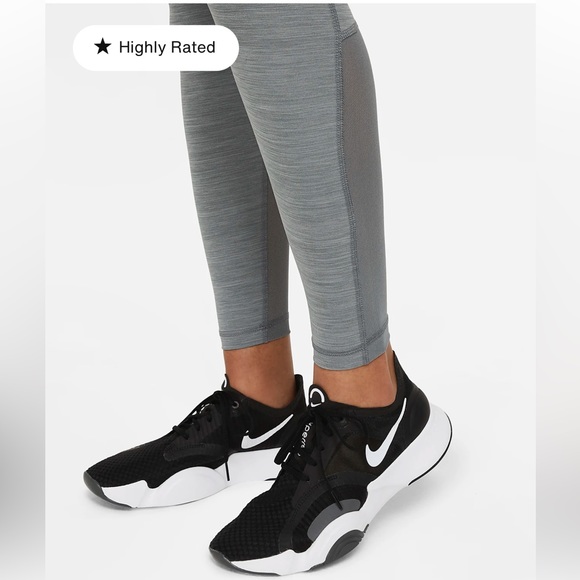 Nike Pro mid rise mesh paneled leggings training ankle length grey fitted Medium - Picture 15 of 15